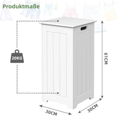 Wasmand met deksel - 35L - 30x30x61 cm - Wit - COSTWAY