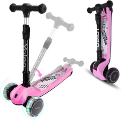 Kinderstep - 3 wielen - Kinder step jongens - LED Wielen - Verstelbaar - Roze - YOLEO