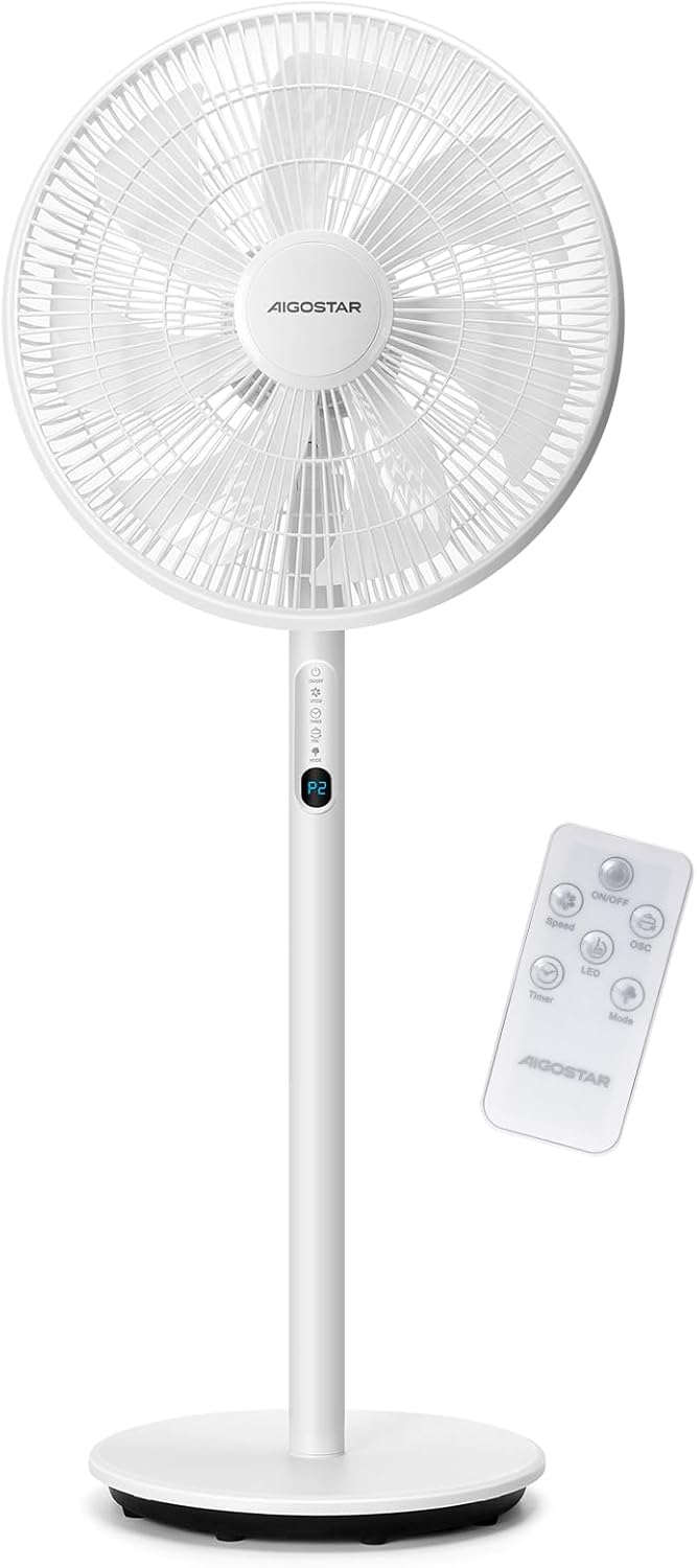 Ventilator staand - Statiefventilator - Staande ventilator - Verstelbaar - Wit - Aigostar