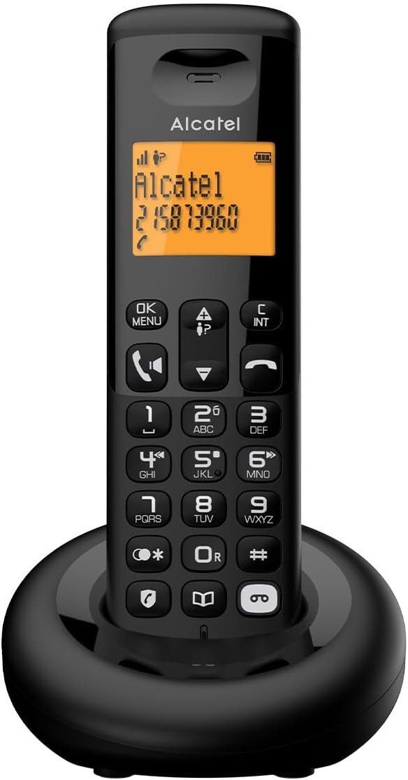 ALCATEL E260 S. Voice Trio – draadloze DECT-telefoon met antwoordapparaat – groot display met achtergrondverlichting – handsfree – blokkeren van ongewenste oproepen – 3 handsets – zwart