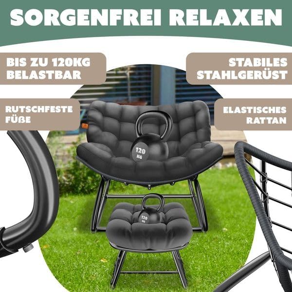 KESSER® Ergonomische schommelstoel - Relaxstoel - Antislip - Antraciet •