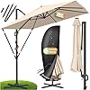 KESSER® Parasol, zweefparasol, SUN XL, 300 x 300 cm incl. afdekking +windscherm, draaibaar, kantelbaar, kantelbaar, marktscherm, groot, 360° rotatie, tuinscherm met zwengel, zonbescherming UV50+,