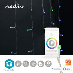 Nedis SmartLife-kerstverlichting - Gordijn - Wi-Fi - RGB - 180 LED's - 3.00 m - Android / IOS