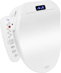 YU YUSING Intelligente Smart toiletbril, bidet met mondstuk, elektrische douchewc-bril, toiletdeksel met softclosemechanisme, led-display, nachtlampje, warm water, wasfunctie, wc-bril V-vorm, wit