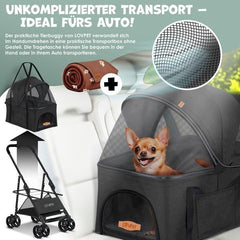 LOVPET® Hondenbuggy 2in1 Huisdieren - Wandelwagen - Zwart
