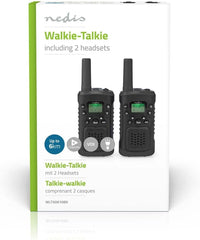Nedis Walkie Talkie – Set van 2 – 6 km Bereik – 8 Kanalen – Met Headsets – Zwart