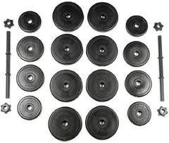 Physionics® Korte halterset, 20 kg, gekartelde handgreep, Ø 25 mm, van kunststof en staal, stersluitingen, halterstangen, korte halters, halterset, korte halterset, gewichten