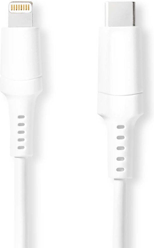 Nedis Lightning Kabel - USB 2.0 - Apple Lightning 8-Pins - USB-C Male - 480 Mbps - Vernikkeld - 2.00 m - Rond - PVC - Wit - Doos