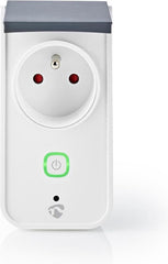 Nedis SmartLife Slimme Stekker - IP44 - Energiemeter - 3680 W - France / Type-E (CEE 7/6) - -30 - 40 °C - Android / IOS - Grijs / Wit - 1 Stuks •