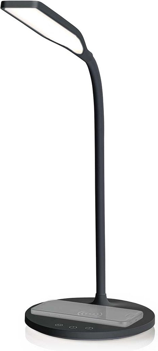Nedis LED Bureaulamp – Draadloze Oplader – Touch Dimbaar – Timer – Leeslampje – 2700-6500K – Zwart