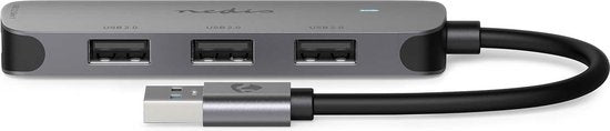 Nedis USB-Hub - USB-A Male - 4x USB A Female - 4-Poorts poort(en) - USB 2.0 / USB 3.2 Gen 1 - USB Gevoed
