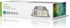 Nedis Auto Omvormer 1700W – 12V / 230V – 2x Stopcontact – Gemodificeerde Sinusgolf – Schroefaansluiting – Spanningsomvormer