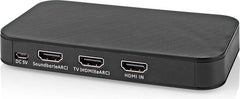 Nedis Digitale Audioconverter - 2-wegs - Ingangen audio / video / data: DC Power / 1x HDMI Input - Uitgangen audio / video / data: 2x HDMI Output - Automatisch - Antraciet