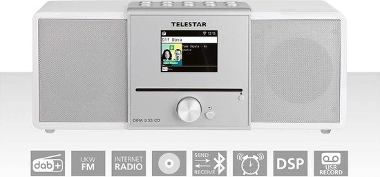 Telestar DIRA S 32i CD (wit) Radio/CD-speler DAB+, VHF (FM), Internet DLNA, WiFi, USB, CD, Bluetooth, Internetradio In •