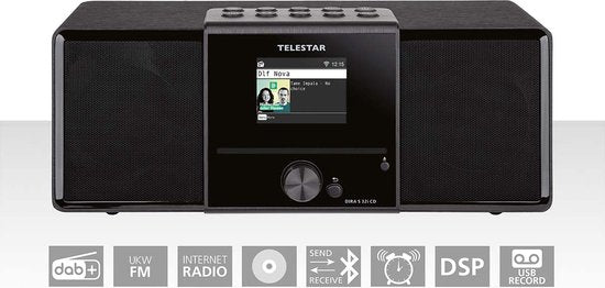 Multifunctionele Stereo Radio met CD-speler DAB+ / FM / Internet / Bluetooth Zwart - Nedis DIRA S32i CD EWF