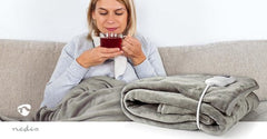 Nedis Elektrische Deken - 180x130 cm - 1 Persoons Warmtedeken - 9 Warmte Standen - Wasmachinebestendig - Fleece •