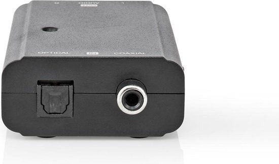 Nedis Digitale Audioconverter - 2-wegs - Ingangen audio / video / data: 1x S/PDIF (RCA) Female / 1x Toslink Female - Uitgangen audio / video / data: 2x RCA Male - Manueel - Zwart