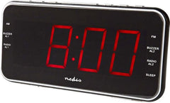 Nedis Wekkerradio - Digitale Wekker - AM / FM - Snoozefunctie - Slaaptimer - 2 Alarmen - Zwart •