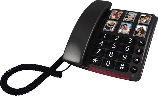 Alecto Senioren Telefoon - Grote fototoetsen en cijfers - Extra luid gespreksvolume - Blijft werken bij stroomuitval - CW30 - Zwart