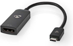 Nedis USB-C Adapter - USB 3.2 Gen 1 - USB-C Male - DisplayPort Female - 8K@30Hz - 0.20 m - Rond - Vernikkeld - PVC - Zwart - Doos