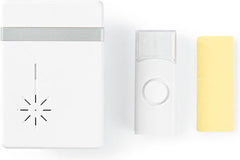 Nedis Draadloze Deurbelset - Batterij Gevoed - 3 V DC - 1x CR2032 - Volume: 80 dB - Signaalbereik: 300 m - IP44 - 36 Melodiën - 1 Ontvanger - Wit •