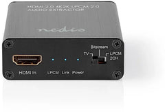 Nedis HDMI-Extractor - HDMI Input - HDMI Output / TosLink Female / 1x 3,5 mm - Maximale resolutie: 4K@60Hz - 18 Gbps - Metaal - Antraciet - Gift Box