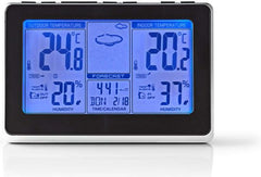 Nedis Weerstation - Binnen & Buiten - Inclusief draadloze weersensor - Weersvoorspelling - Tijdweergave - LCD - Wekkerfunctie