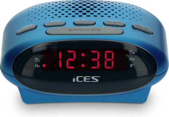 Wekkerradio - Digitale wekker - Alarmklok - Blauw - Ices - ICR-210