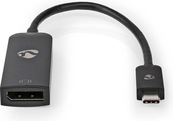 Nedis USB-C Adapter - USB 3.2 Gen 1 - USB-C Male - DisplayPort Female - 8K@30Hz - 0.20 m - Rond - Vernikkeld - PVC - Zwart - Doos