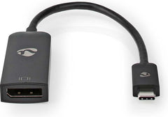 Nedis USB-C Adapter - USB 3.2 Gen 1 - USB-C Male - DisplayPort Female - 8K@30Hz - 0.20 m - Rond - Vernikkeld - PVC - Zwart - Doos