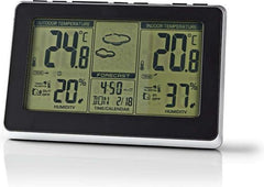Nedis Weerstation - Binnen & Buiten - Inclusief draadloze weersensor - Weersvoorspelling - Tijdweergave - LCD - Wekkerfunctie