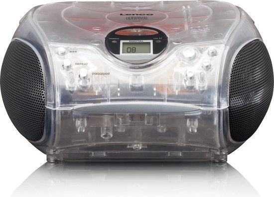 Lenco Draagbare Radio CD Speler - Stereo FM Radio en AUX – Werkt ook op batterijen - SCD-24 Transparant