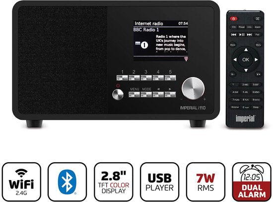 Imperial DABMAN i110 – Internetradio – DAB+ / FM Radio – WiFi – Zwart