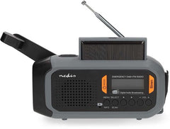 Noodradio - Draagbaar Model - DAB+ / FM - Batterij Gevoed / Netvoeding / Solar Powered - Wekkerfunctie - Grijs / Oranje / Zwart - Nedis