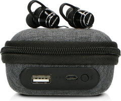 Sweatproof Bluetooth® oordopjes - Inclusief powerbank case - Zwart - Lenco EPB-160BK •