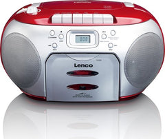Lenco SCD-420RD - Draagbare radio CD speler met MP3 optie en koptelefoon - Rood •