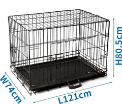 Hondenbench - Hondenren - Bench voor honden - 121x74x80 cm - Zwart - Nobleza
