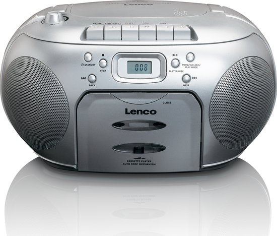 Lenco SCD-420SI - Draagbare radio CD speler met MP3 optie en koptelefoon - Zilver •