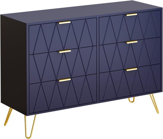Commode - Dressoir - Ladekast - 100x34x73 cm - Marineblauw - UEV