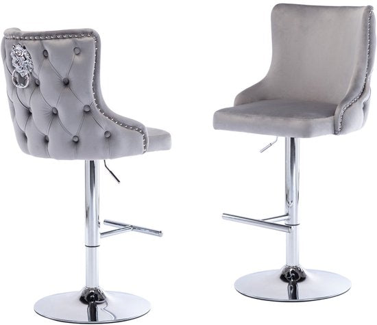 Barkrukken set van 2 - Barstoel met rugleuning - Barkruk - Barstoelen - Grijs - Chairus®