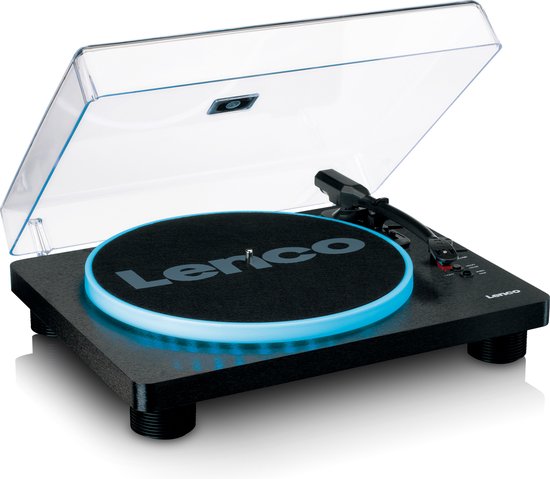 Platenspeler - Ingebouwde Speakers - Auto-stop - USB encoding - LED-verlichting- LS-50LEDBK - Zwart - Lenco