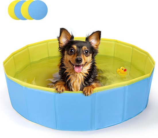 Hondenzwembad - 80x20 cm - Dierenzwembad - Zwembad hond - Blauw/Geel - Nobleza