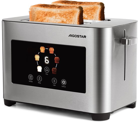 Broodrooster - Toaster - 2 sleuven - 850W - Zilver - Aigostar •