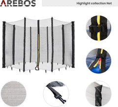 Veiligheidsnet Trampoline - Randafdekking 366 cm - Trampoline net - 8 Stangen - AREBOS