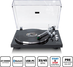 Lenco Platenspeler met Bluetooth - Metalen draaiplateau toonarm en contragewicht - Lenco Expertise lijn - LBT-215BK - Piano Black •