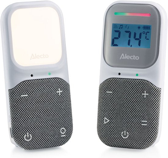 Alecto Babyfoon - Full Eco DECT Audio Babyfoon - Nachtlampje en Slaapliedjes - DBX140 - Wit Grijs