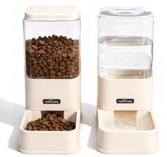 Automatische voerbak kat en hond - Voerautomaat - Voerdispenser - Creme - Nobleza