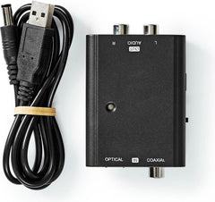 Nedis Digitale Audioconverter - 2-wegs - Ingangen audio / video / data: 1x S/PDIF (RCA) Female / 1x Toslink Female - Uitgangen audio / video / data: 2x RCA Male - Manueel - Zwart