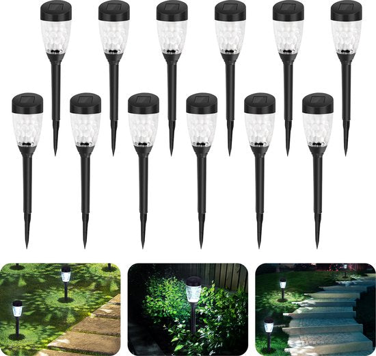 Solar Tuinverlichting - Buitenverlichting - Zonneenergie - 12 Stuks - Zwart - Aigostar