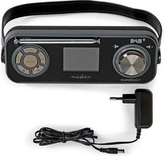 Nedis DAB+ Radio - Tafelmodel - DAB+ / FM - 2.40 " - Kleurenscherm - Batterij Gevoed / Netvoeding - Digitaal - 24 W - Bluetooth - Koptelefoonoutput - Wekkerfunctie - Slaaptimer - IP20 - Handvat - Zwart